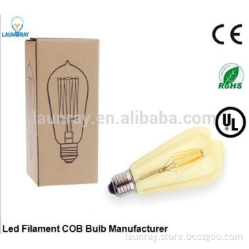 ST64 UL listed LED Vintage Cylinder Filament Bulb High Power 8W 110llm/w
